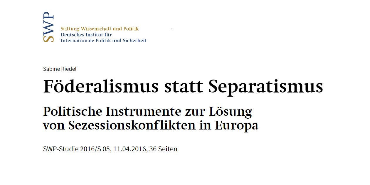 S. Riedel 2016 1 Foederalismus statt Separatismus